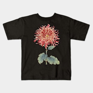 Red Chrysanthemum - Hasegawa - Traditional Japanese style - Botanical Illustration Kids T-Shirt